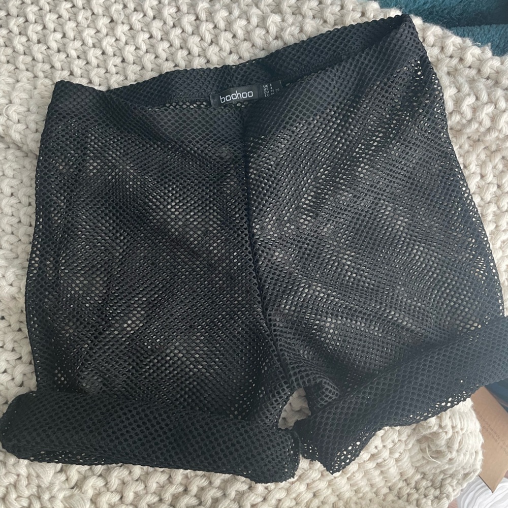Bohoo Black Mesh Shorts / Swim Cover